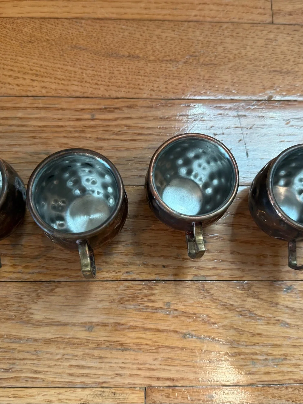 Set of 4 Copper Moscow Mule Mugs with Hammered Finish shot glasses
